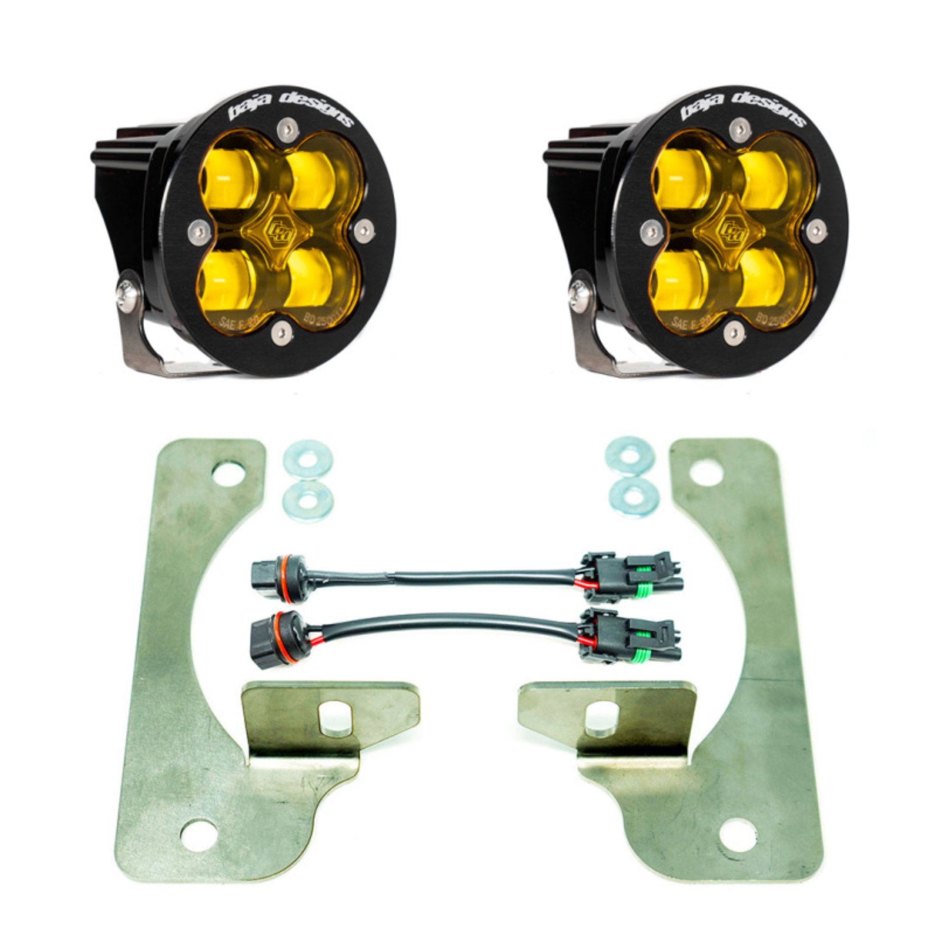 Picture of Baja Designs 2018+ Wrangler JL Rubicon Squadron-R Fog Light Pocket Kit - Amber