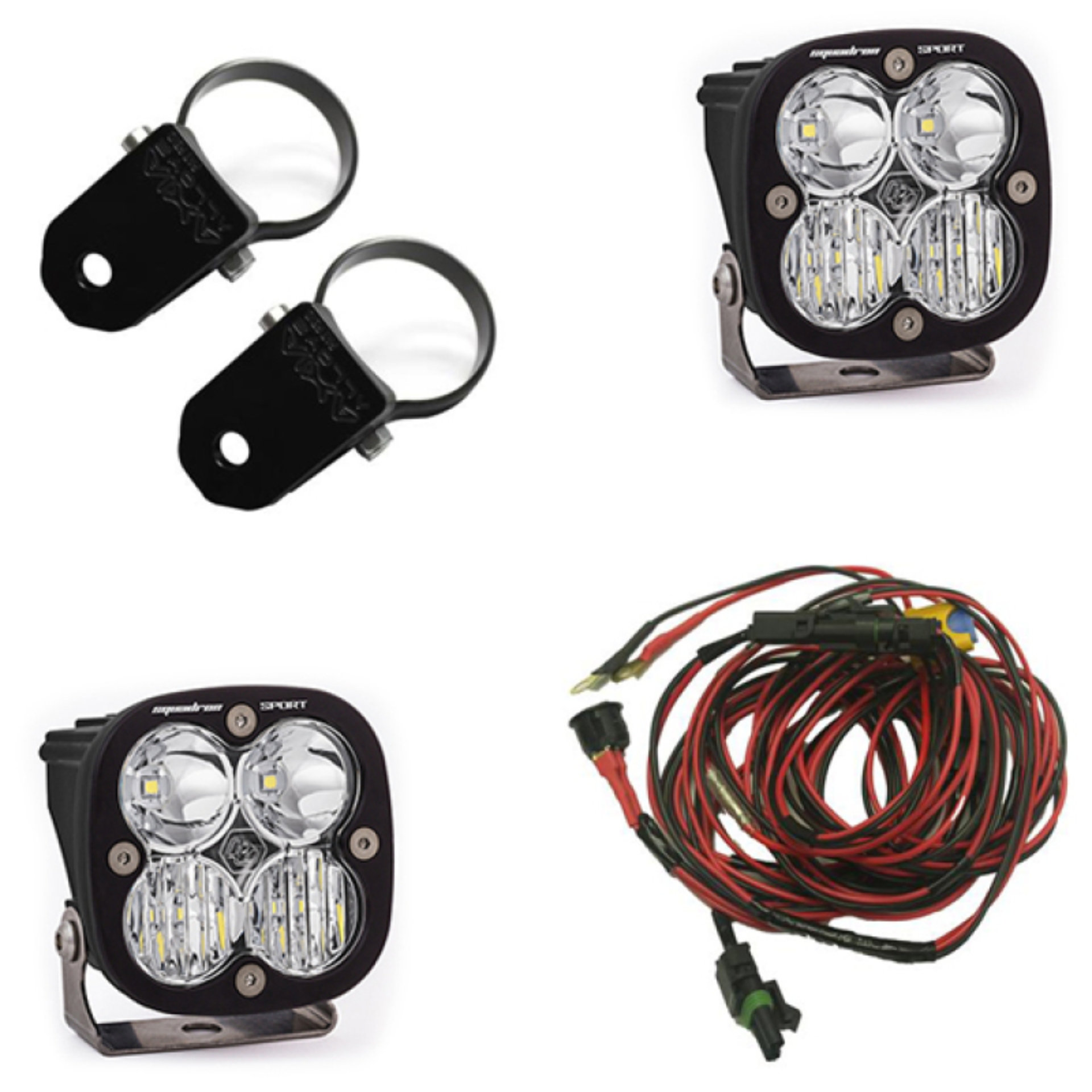 Picture of Baja Designs Squadron Sport Polaris A-Pillar LED Light Pods w/ 2.0in Harness/Mounts Kit