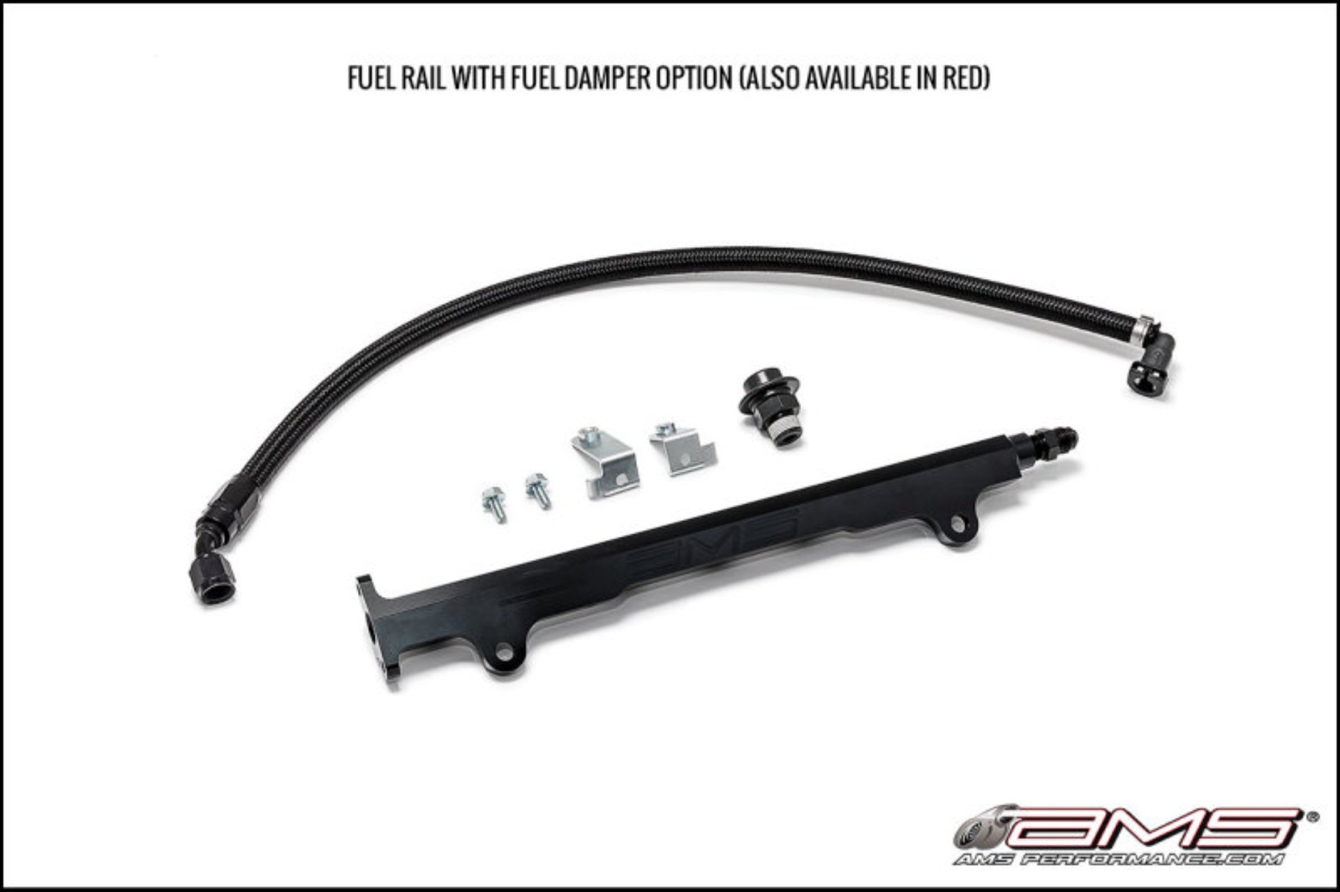 Picture of AMS Performance 08-15 Mitsubishi EVO X CNC Machined Aluminum Fuel Rail w/Pulsation Dampener - Black
