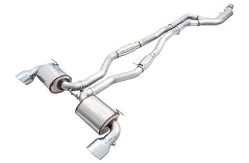 Picture of AWE Tuning 2020 Toyota Supra A90 Resonated Touring Edition Exhaust - 5in Chrome Silver Tips