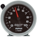 Picture of AutoMeter Tachometer Gauge 10K RPM 3 3/4in Pedestal w/Ext. Shift-Light - Black Dial/Black Case