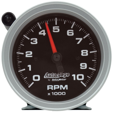 Picture of AutoMeter Tachometer Gauge 10K RPM 3 3/4in Pedestal w/Ext. Shift-Light - Black Dial/Black Case