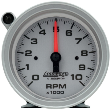 Picture of AutoMeter Tachometer Gauge 10K RPM 3 3/4in Pedestal w/Ext. Shift-Light - Silver Dial/Black Case