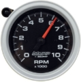 Picture of AutoMeter Tachometer Gauge 10K RPM 3 3/4in Pedestal w/Ext. Shift-Light - Black Dial/Black Case