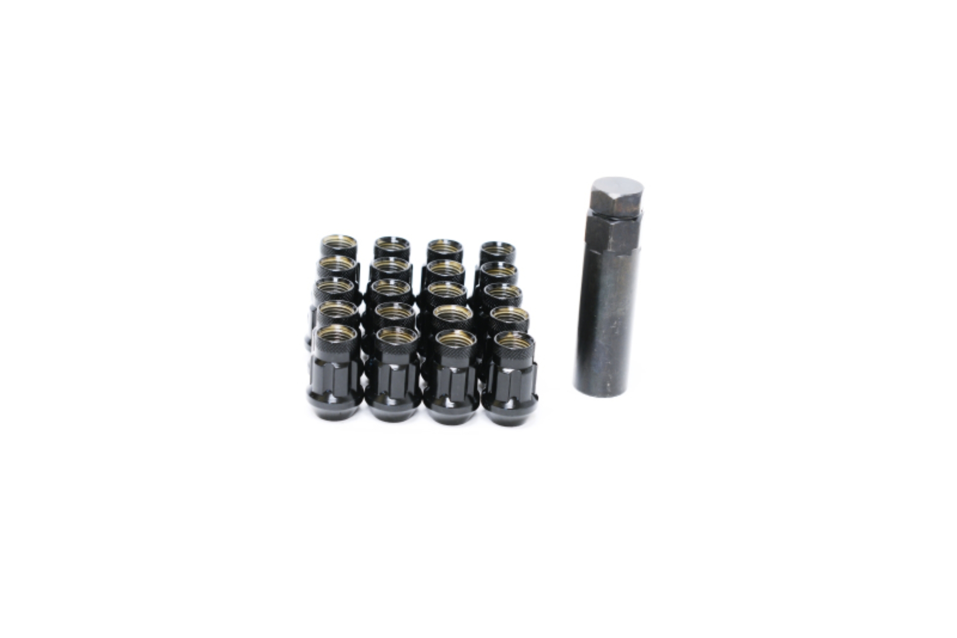 Picture of Wheel Mate Muteki HR38 Open End Lug Nuts 12x1.25 Black Chrome / Red Ring