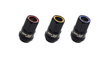 Picture of Wheel Mate Muteki HR38 Open End Lug Nuts 12x1.50 Black Chrome / Red Ring