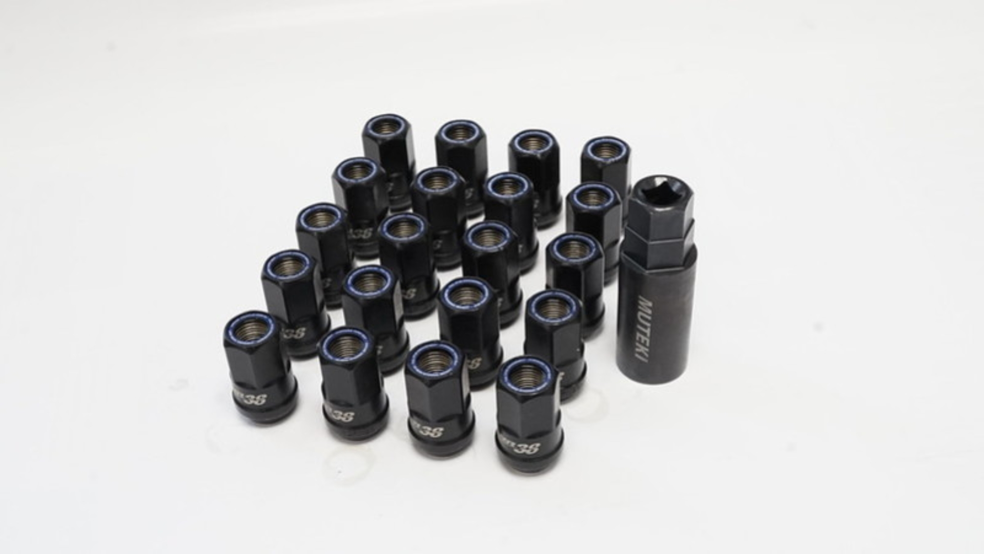 Picture of Wheel Mate Muteki HR38 Open End Lug Nuts 12x1.50 Titanium Chrome / Blue Ring