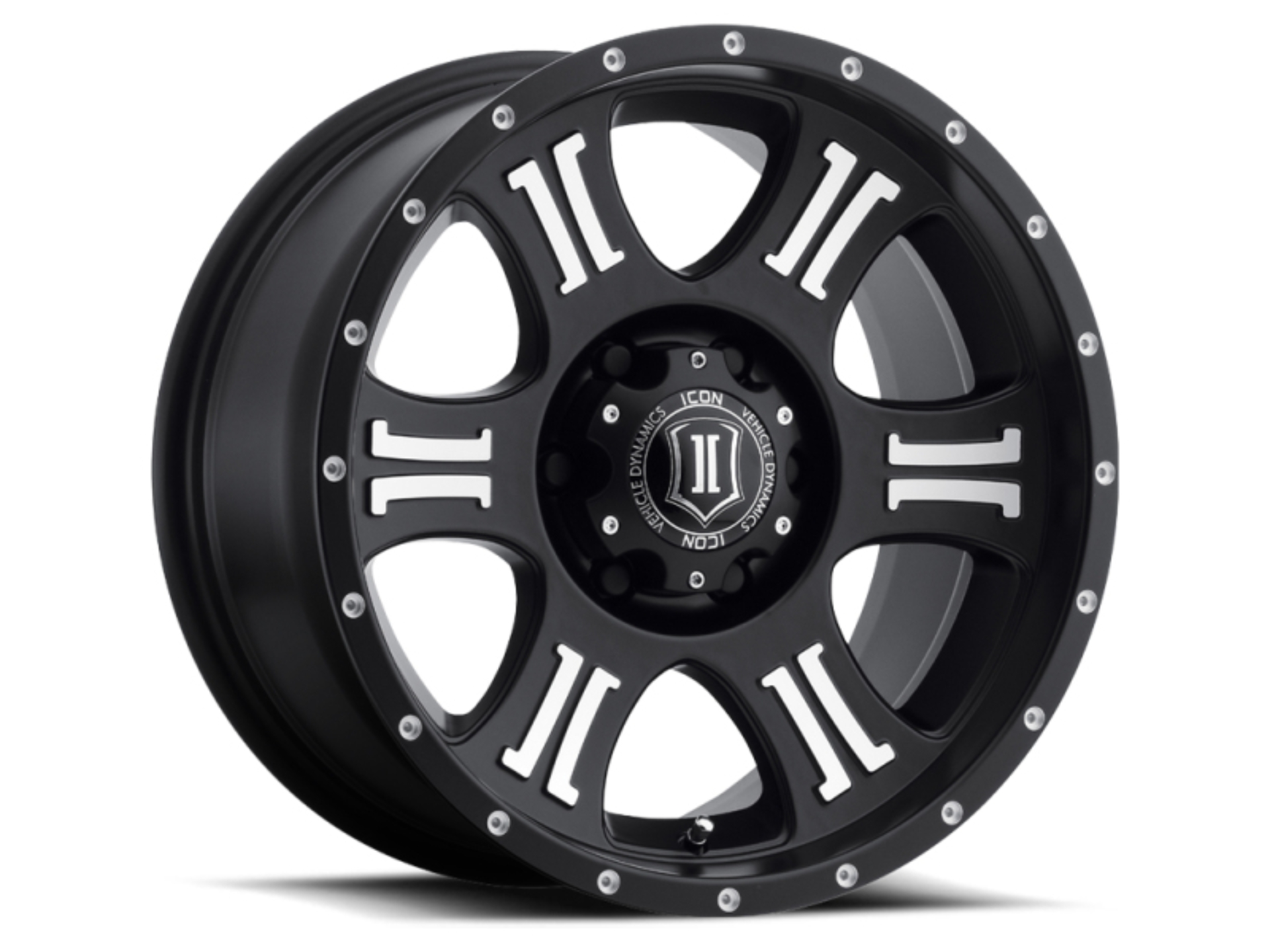 Picture of ICON Shield 17x8.5 5x5 0mm Offset 4.75in BS 71.5mm Bore Satin Black/Machined Wheel