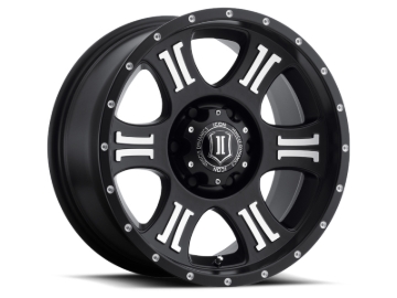 Picture of ICON Shield 17x8.5 5x5 0mm Offset 4.75in BS 71.5mm Bore Satin Black/Machined Wheel