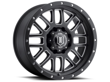 Picture of ICON Alpha 20x9 5x150 16mm Offset 5.625in BS 110.1mm Bore Satin Black/Milled Windows Wheel