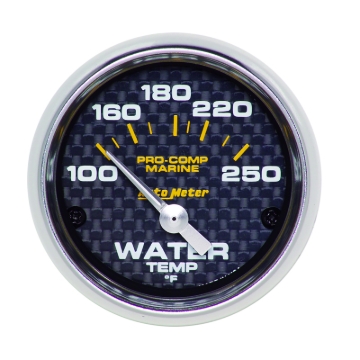 Picture of Autometer Marine Carbon Fiber Ultra-Lite 2-1/16in 100-250 Degrees Electric Water Temperature Gauge