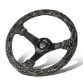 Picture of NRG Reinforced Steering Wheel (350mm / 3in. Deep) Microfiber/Black Stitch w/5mm Matte Black Spokes