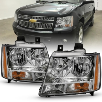 Picture of ANZO 2007-2014 Chevy Tahoe Crystal Headlight Chrome Amber(OE)
