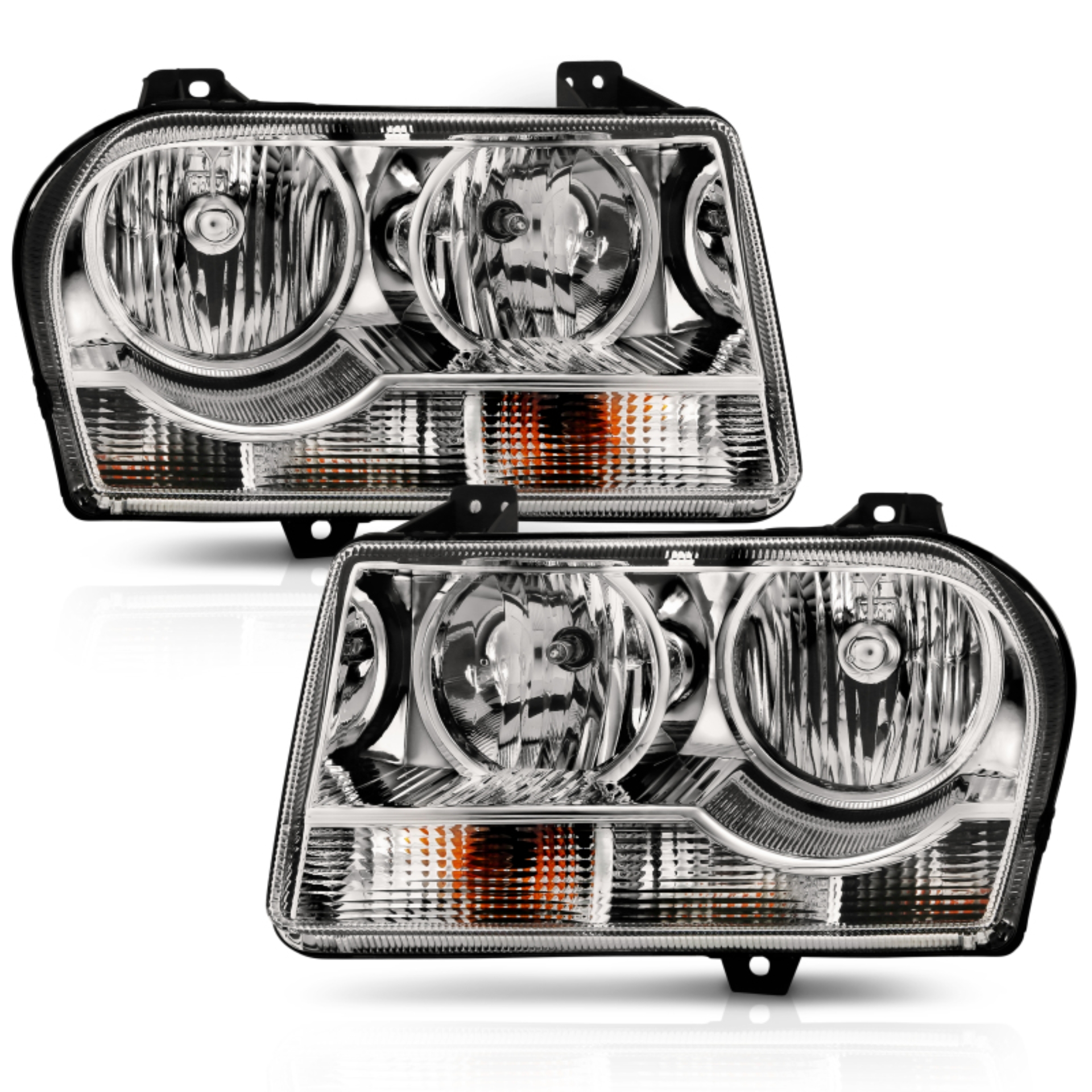Picture of ANZO 2005-2010 Chrysler 300 Crystal Headlight Chrome Amber
