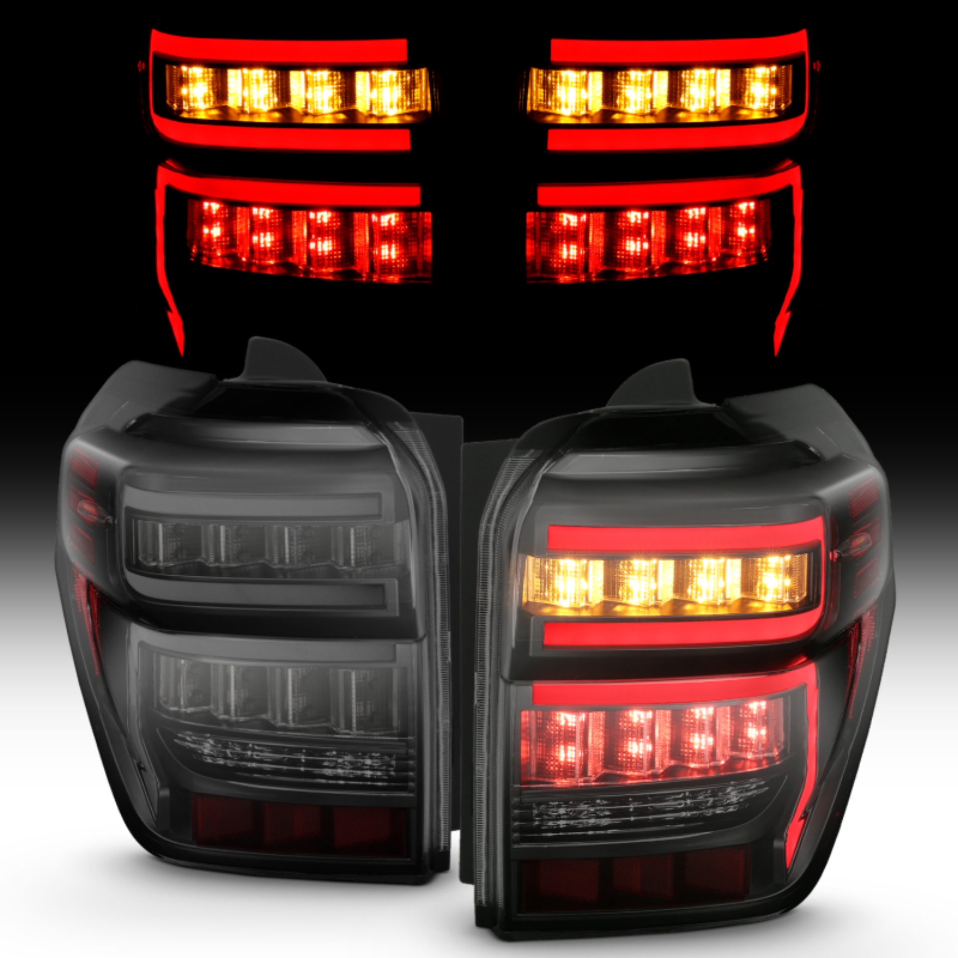 Picture of ANZO 2014-2020 Toyota 4Runner T.L Black Housing Smoke Lens Red Light Bar W/Sequential