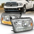 Picture of ANZO 2009-2018 Dodge Ram 1500 Led Projector Plank Style Switchback H.L Halo Chrome Amber (OE Style)