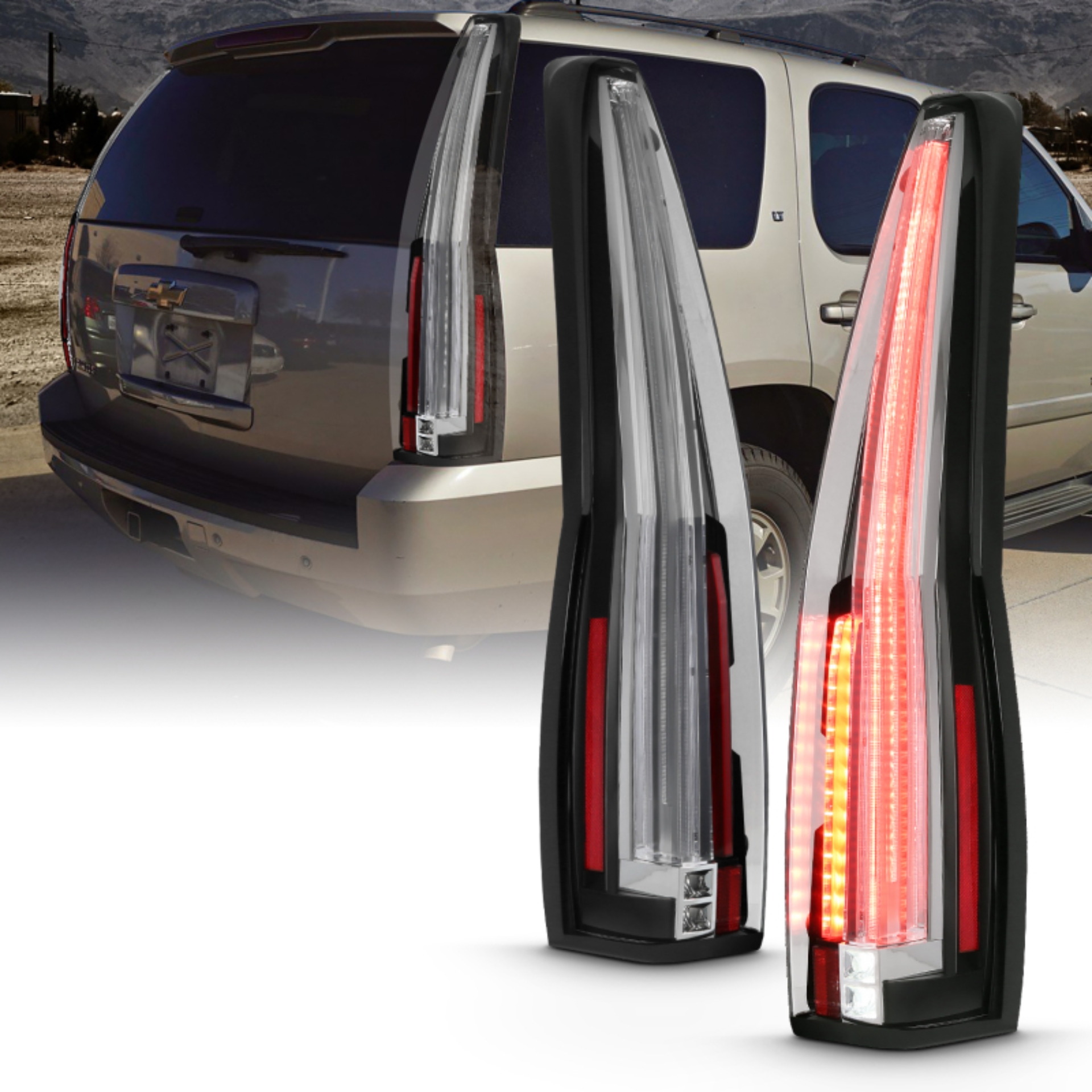 Picture of ANZO 2007-2014 Chevrolet Tahoe Led Taillights Red/Clear