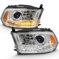Picture of ANZO 2009-2018 Dodge Ram 1500 Projector Plank Style Switchback H.L Halo Chrome Amber (OE Style)
