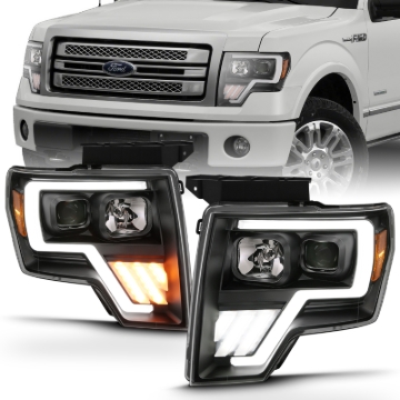 Picture of ANZO 2009-2013 Ford F-150 Projector Light Bar G4 Switchback Headlights Black Amber