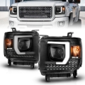 Picture of ANZO 2014-2015 GMC Sierra 1500HD Projector Plank Style Headlight Black W/ DRL
