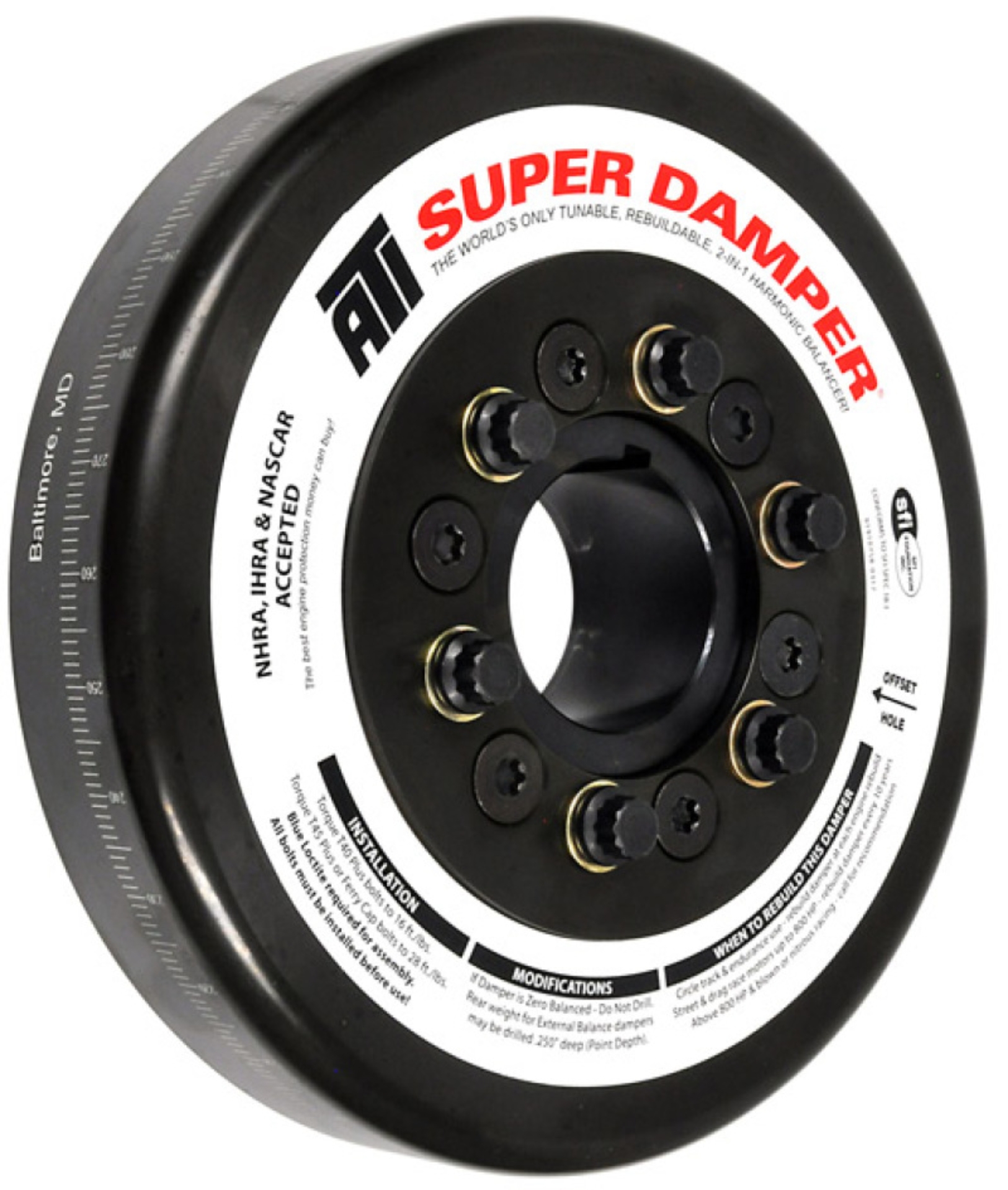 Picture of ATI Damper - 8.074in - Steel - John Deere - 466/619 Tractor - Chevy Front - 3 Ring - Diesel