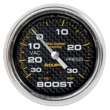 Picture of Autometer Marine Carbon Fiber Gauge 2-5/8in Mechanical Vacuum/Boost Gauge 30INHG-30PSI
