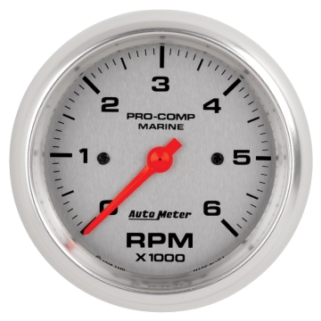 Picture of Autometer Marine Silver Ultra-Lite Gauge 3-3/8in Tachometer 6K RPM