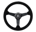Picture of NRG Sport Steering Wheel (350mm / 1.5in Deep) Black Suede/Black Stitch w/Matte Black Solid Spokes