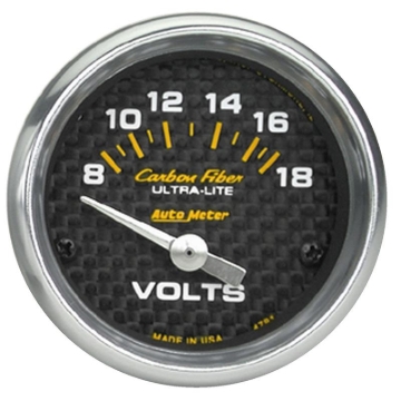 Picture of Autometer Carbon Fiber 52mm 8-18 Volt Electronic Volt meter