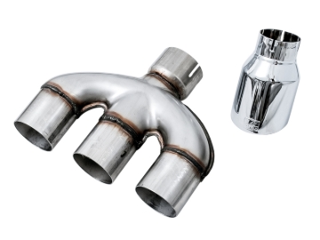 Picture of AWE Tuning 17-20 Honda Civic Si 1.5L Turbo Dual-to-Triple Tip Conversion Kit - Chrome Silver Tip