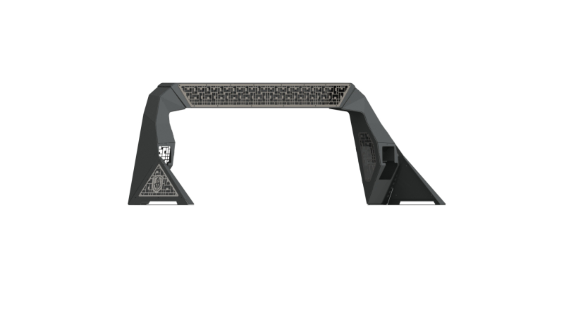 Picture of Road Armor 10-19 Dodge 1500 iDentity Headache Rack w/Bedrail Pods/40in Center Light Pod/Raw