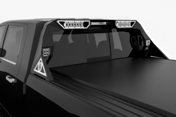 Picture of Road Armor 10-19 Dodge 1500 iDentity Headache Rack w/Pods/Dual 10in Pod/Brake Lamp Relief/Ring - Raw