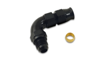 Picture of Vibrant 90 Degree 5/16in Tube to Male -6AN Flare Adapter w/ Olive Inserts