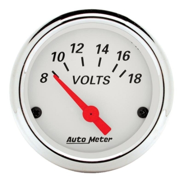Picture of Autometer Arctic White 2-1/16in 8-18 Volts Air-Core Voltmeter Gauge