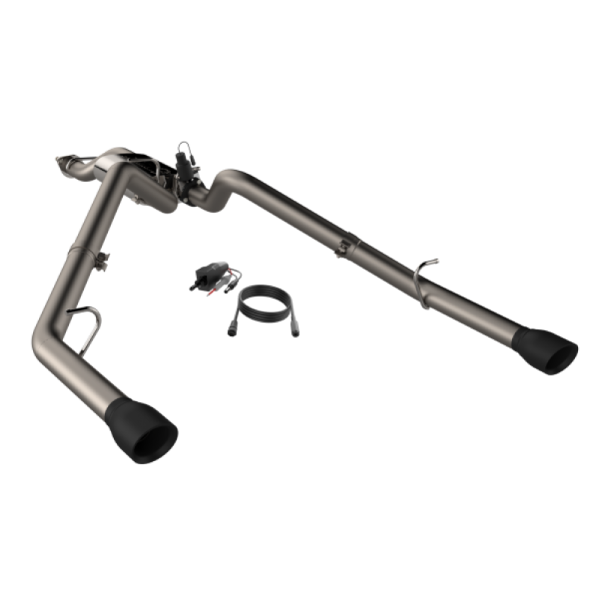 Picture of QTP 2019-2024 Ram 1500 QTP Screamer Split Rear Exit Cat Back Black Tips
