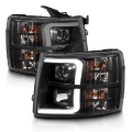 Picture of ANZO 07-13 Chevrolet Silverado 3500 Projector Headlights - Black Amber