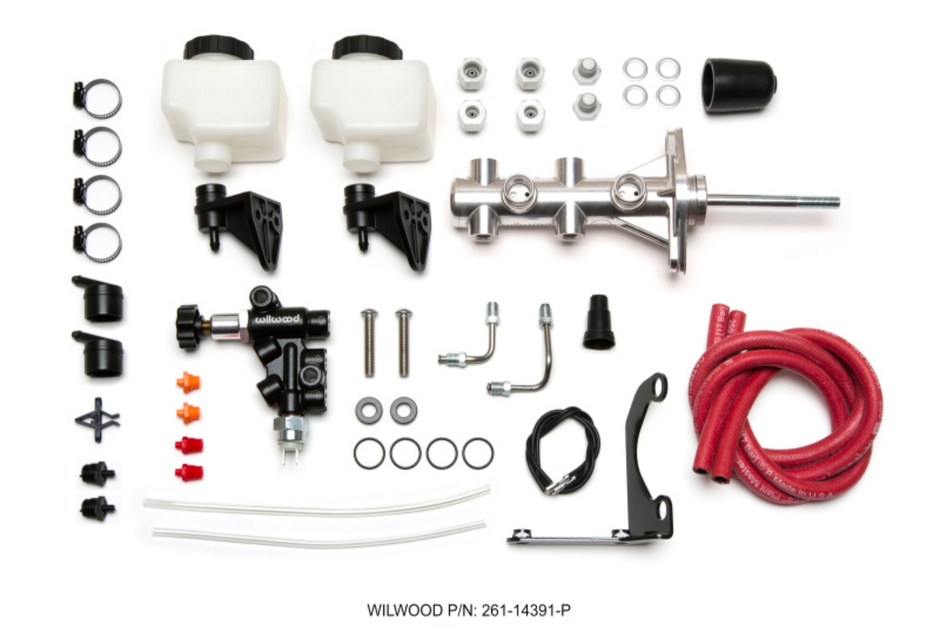 Picture of Wilwood Remote Tandem M/C - 1.12in Bore - w/Bracket and Valve (Pushrod) - Polish