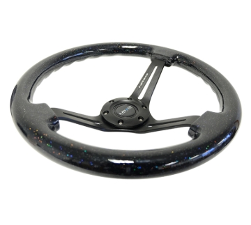 Picture of NRG Reinforced Steering Wheel (350mm / 3in. Deep) Black Multi Color Flake Wood w/ Black Matte Center