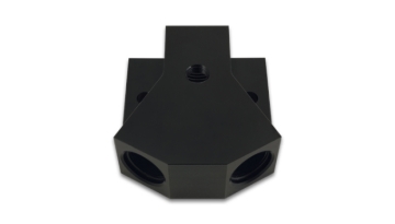 Picture of Vibrant Billet Aluminum Y-Block Fitting with 1/8in NPT Port -10AN x Dual -8AN ORB