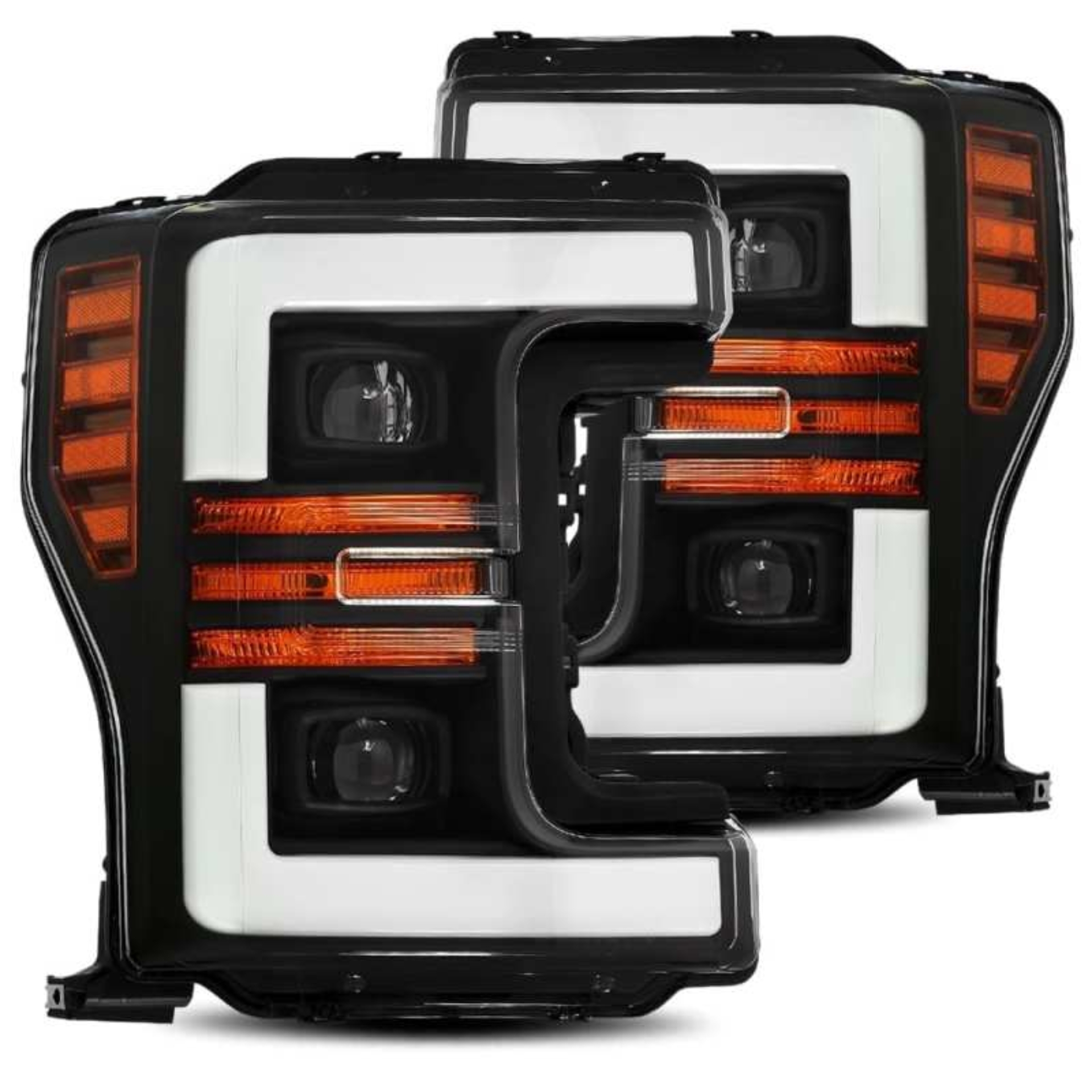 Picture of AlphaRex 17-19 Ford F-250 SD PRO-Series Proj Headlight Plnk Style Matte Blk w/Activ Light/Seq Signal