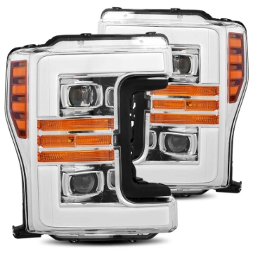 Picture of AlphaRex 17-19 Ford F-250 SD PRO-Series Proj Headlights Plank Style Chrome w/Activ Light/Seq Signal