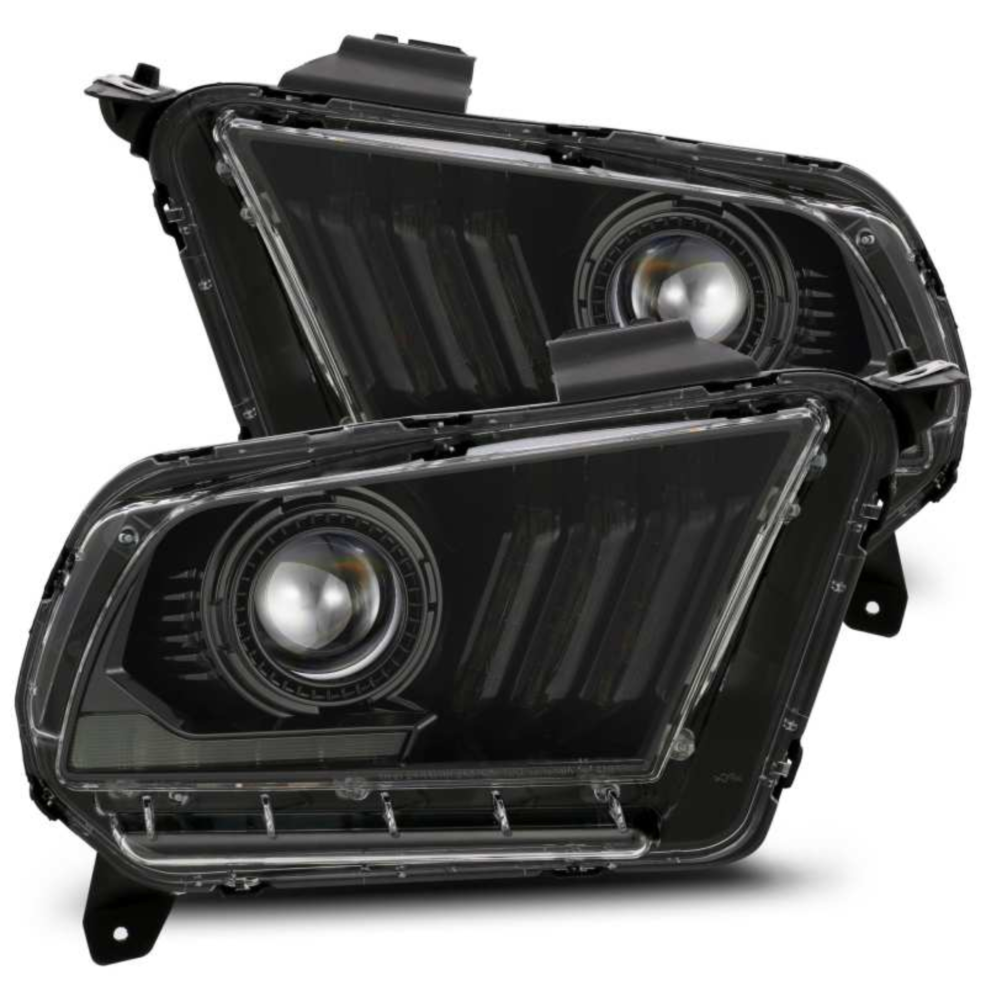 Picture of AlphaRex 10-12 Ford Mustang LUXX LED Proj Headlights Plank Style Alpha Blk w/Activ Light/Seq Signal