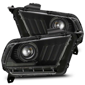 Picture of AlphaRex 10-12 Ford Mustang LUXX LED Proj Headlights Plank Style Alpha Blk w/Activ Light/Seq Signal