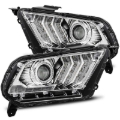 Picture of AlphaRex 10-12 Ford Mustang PRO-Series Projector Headlights Plank Style Chrome w/Top/Bottom DRL