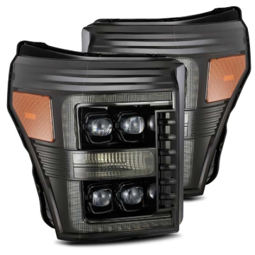 Picture of AlphaRex 11-16 Ford F-350 SD NOVA LED Proj Headlights Plank Style Alpha Blk w/Activ Light/Seq Signal