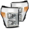 Picture of AlphaRex 11-16 Ford F-250 SD PRO-Series Projector Headlights Plank Style Design Chrome w/Seq Signal