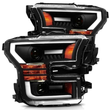 Picture of AlphaRex 15-17 Ford F-150 PRO-Series Projector Headlights Plank Style Black w/Activ Light/Seq Signal