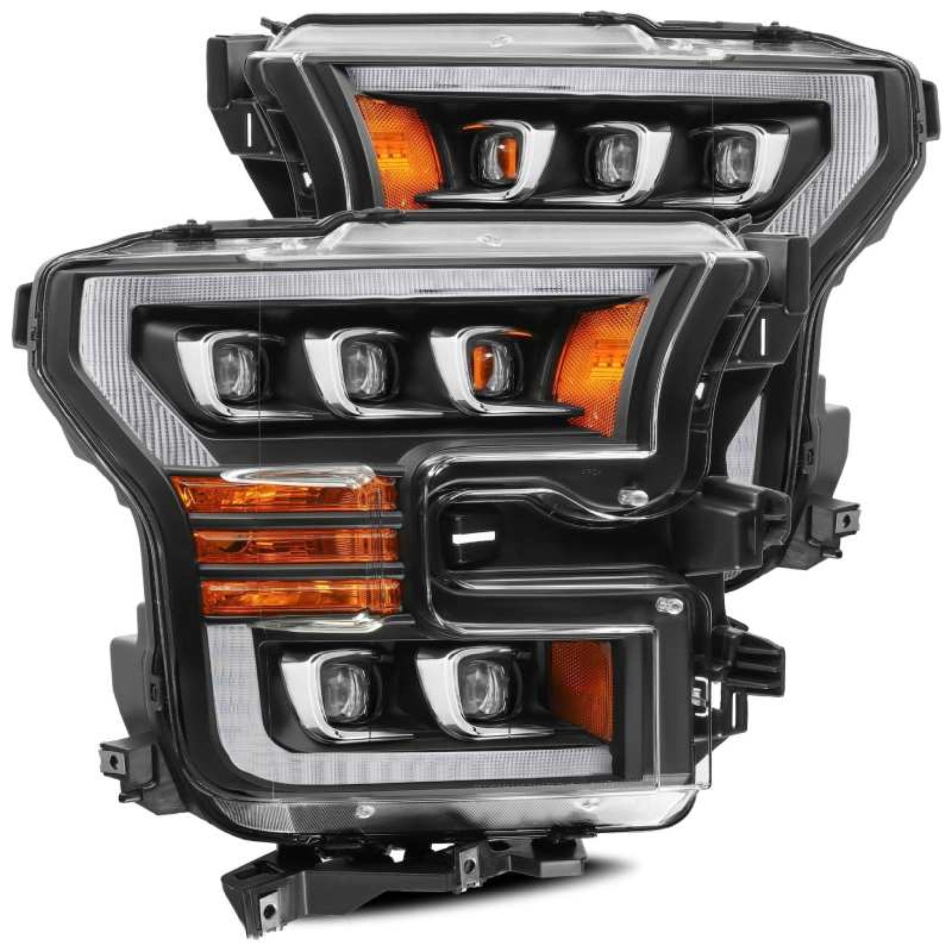 Picture of AlphaRex 17-20 Ford Raptor NOVA LED Proj Headlights Plank Style Matte Black w/Activ Light/Seq Signal