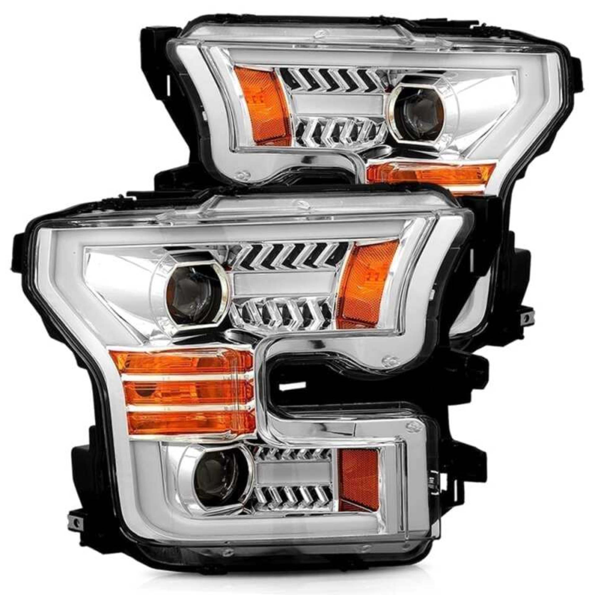 Picture of AlphaRex 15-17 Ford F-150 PRO-Series Projector Headlights Plank Style Chrm w/Activ Light/Seq Signal
