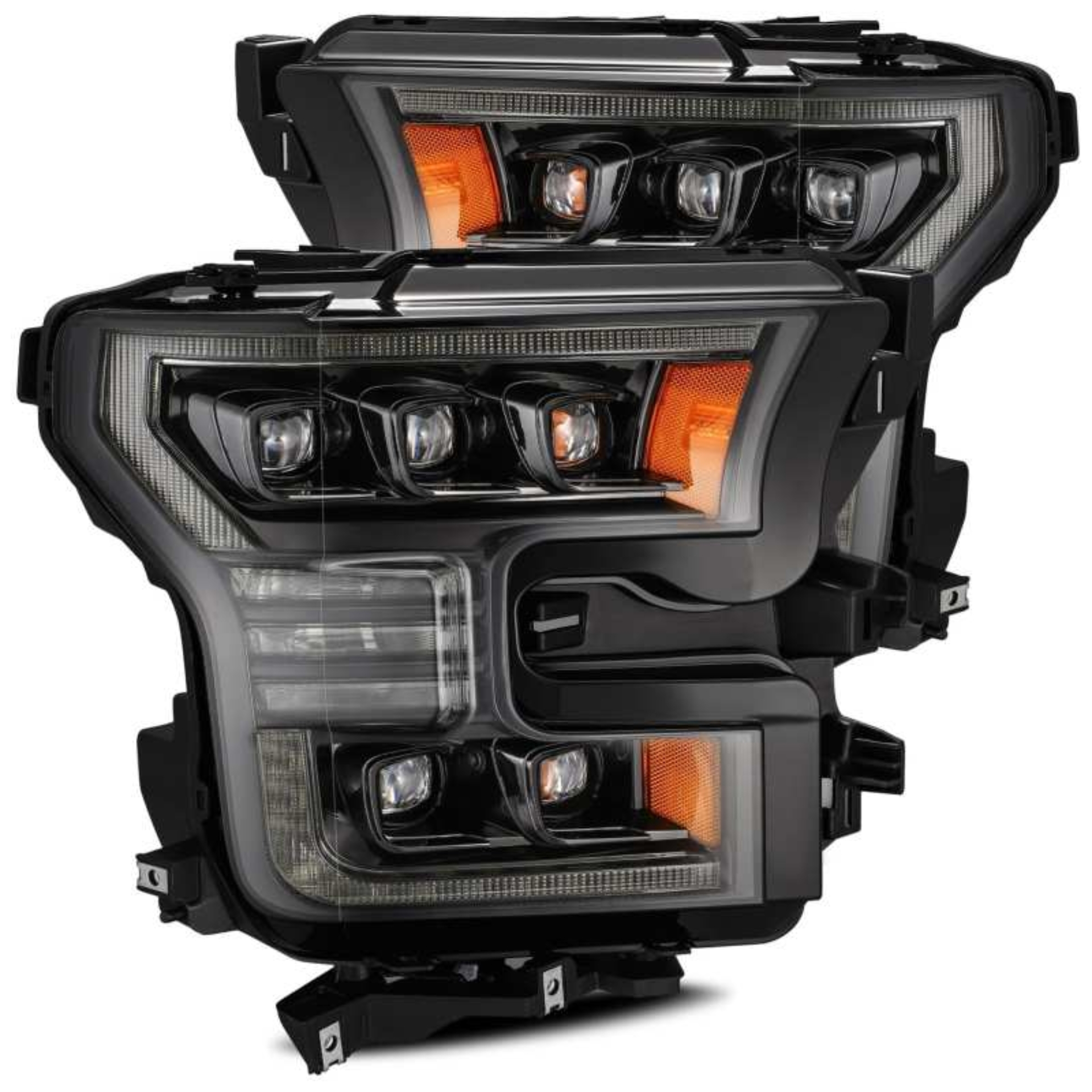Picture of AlphaRex 17-20 Ford Raptor NOVA LED Proj Headlights Plank Style Alpha Black w/Activ Light/Seq Signal